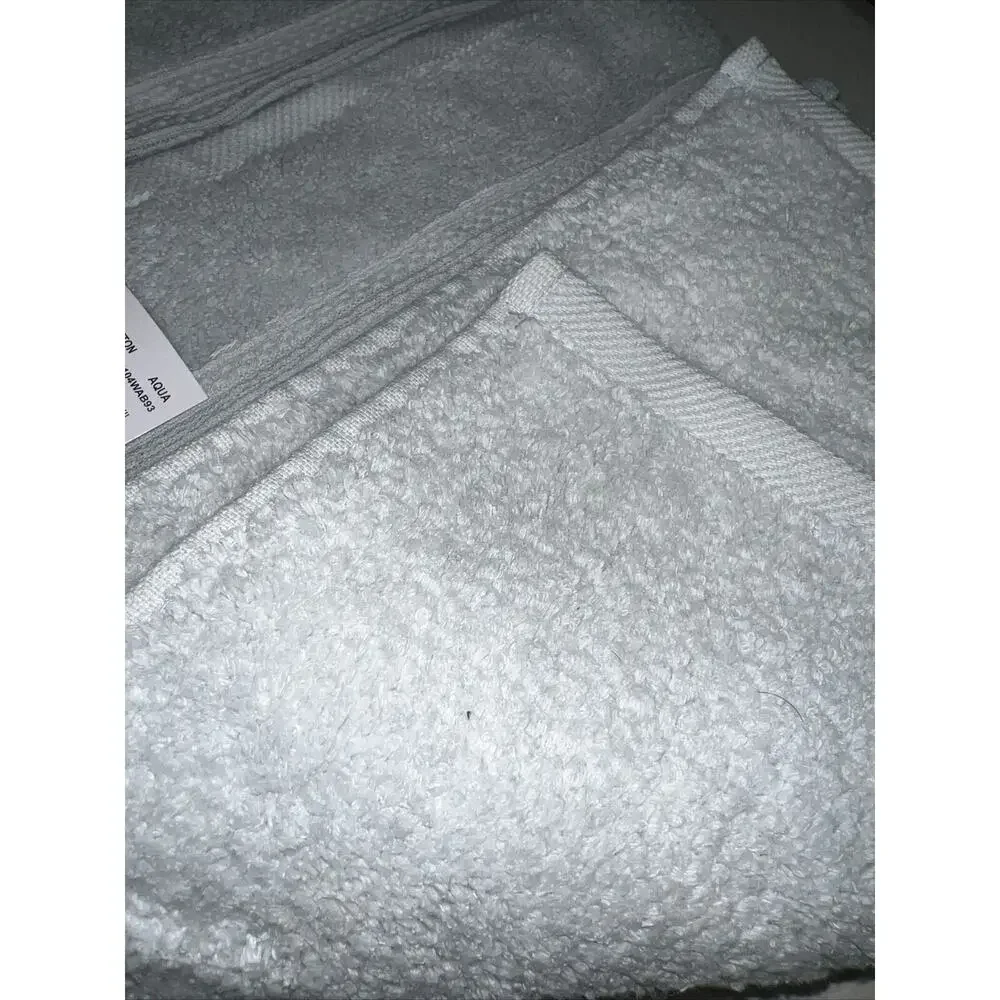 NEW FINEST Micro Cotton Annur Wash Cloth 13 X 13 Aqua 100% Combed Cotton Set 3